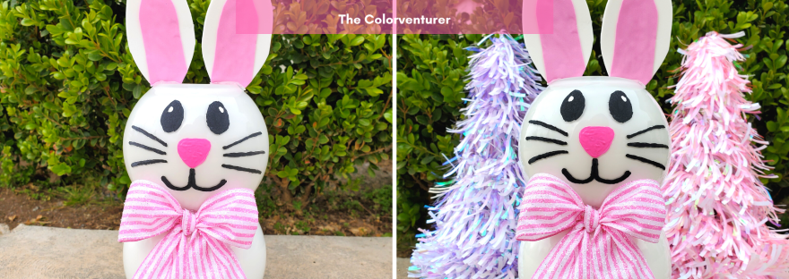 Want to make some Easter decorations to add some cute bunny decor to your home? Learn how to create this easy decorative DIY Glass Jar Easter Bunny craft using dollar store glass jars and paint for a fun Easter decor idea!