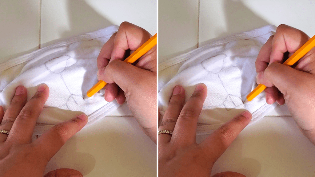 This quick and easy DIY Bunny Face Mask is perfect for kids and adults alike! This Easter face mask DIY makes for some spring fun for families, too! This mask pairs well with a spring or Easter outfit and is a great Easter basket for kids!
Here, draw the bunny's teeth. 